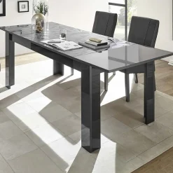 Garnero Arredamenti Tavolo allungabile 137/185cm moderno grigio con serigrafia Marvis Antracite