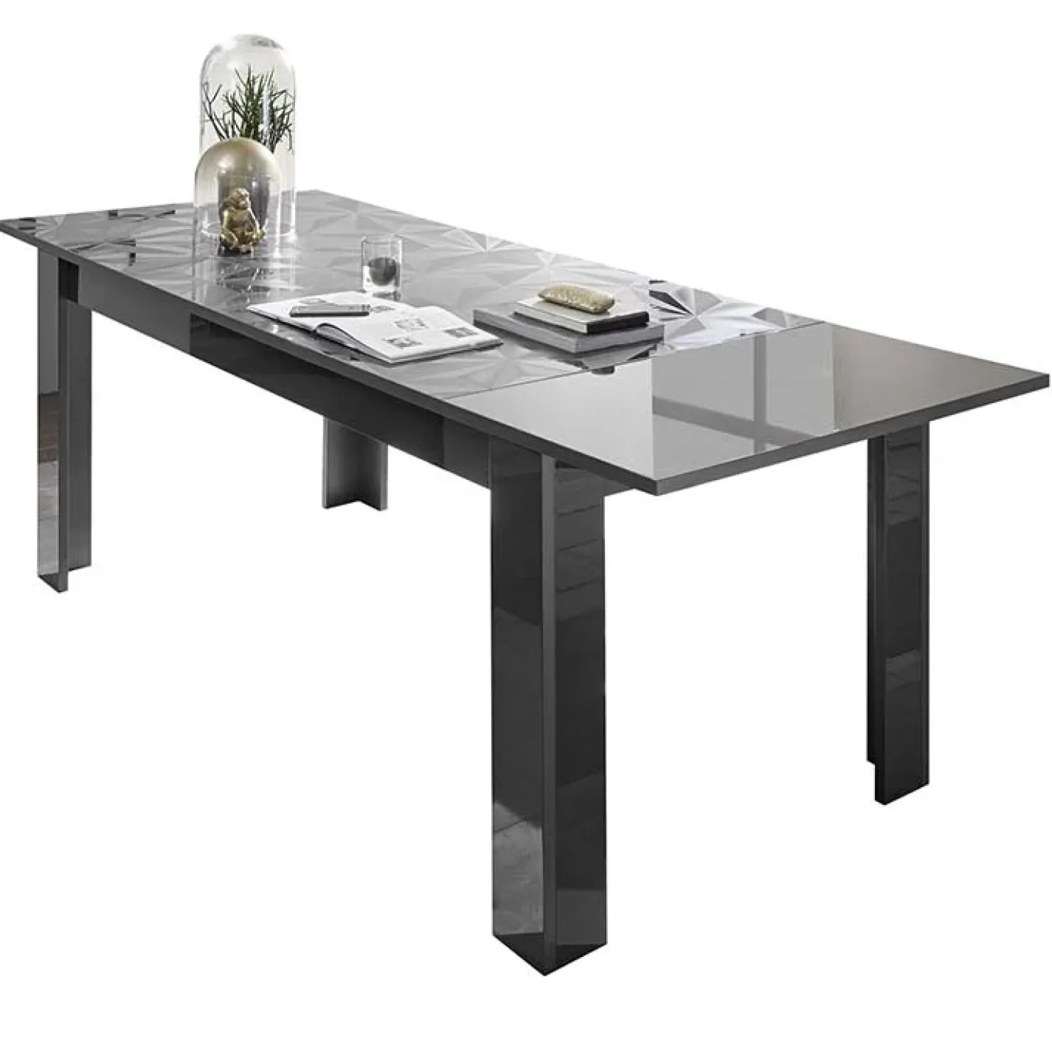 Garnero Arredamenti Tavolo allungabile 137/185cm moderno grigio con serigrafia Marvis Antracite