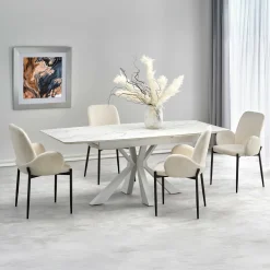 Garnero Arredamenti Tavolo allungabile 160/200cm moderno effetto marmo bianco Lucinda Best