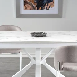 Garnero Arredamenti Tavolo allungabile 160/200cm moderno effetto marmo bianco Lucinda Best