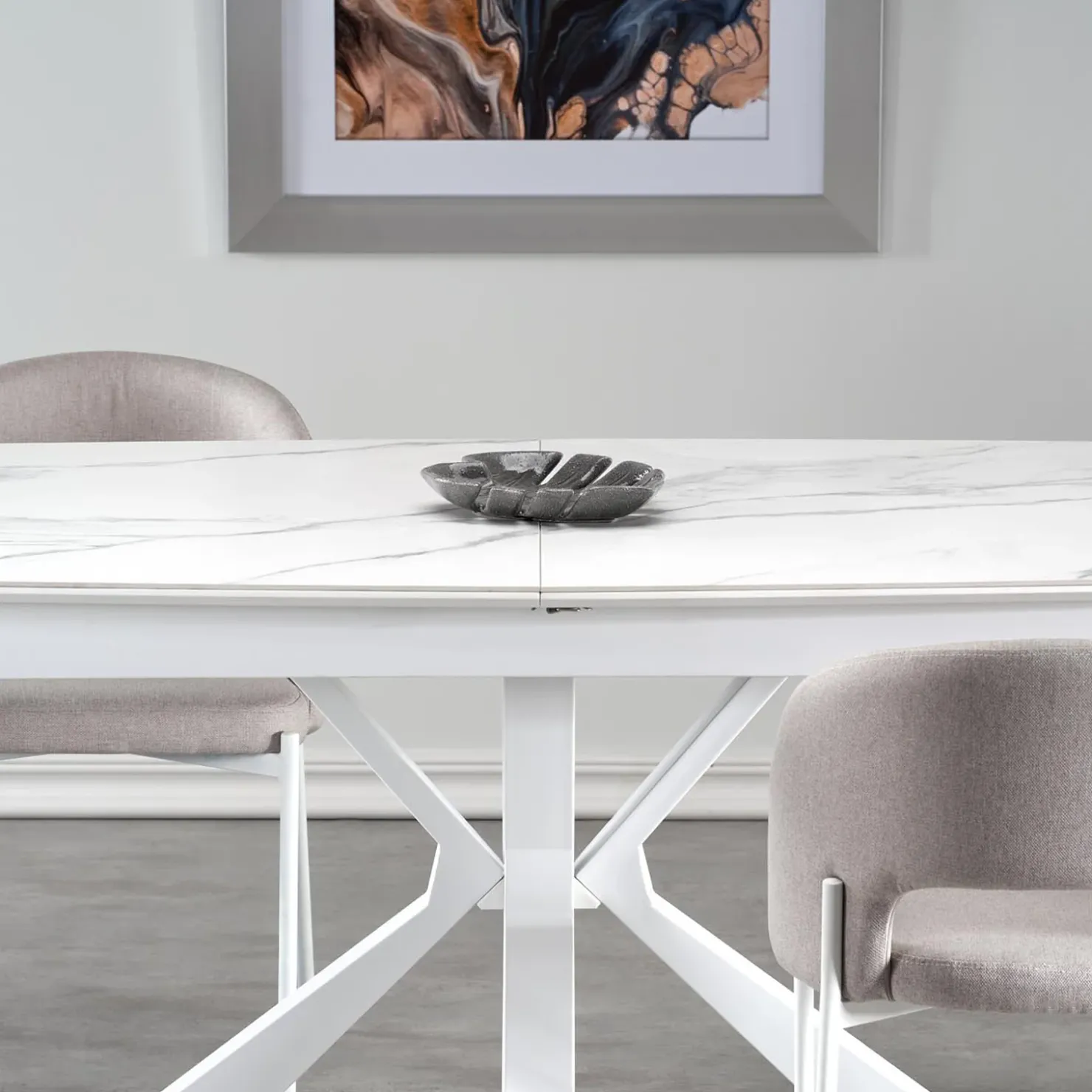 Garnero Arredamenti Tavolo allungabile 160/200cm moderno effetto marmo bianco Lucinda Best