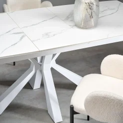 Garnero Arredamenti Tavolo allungabile 160/200cm moderno effetto marmo bianco Lucinda Best