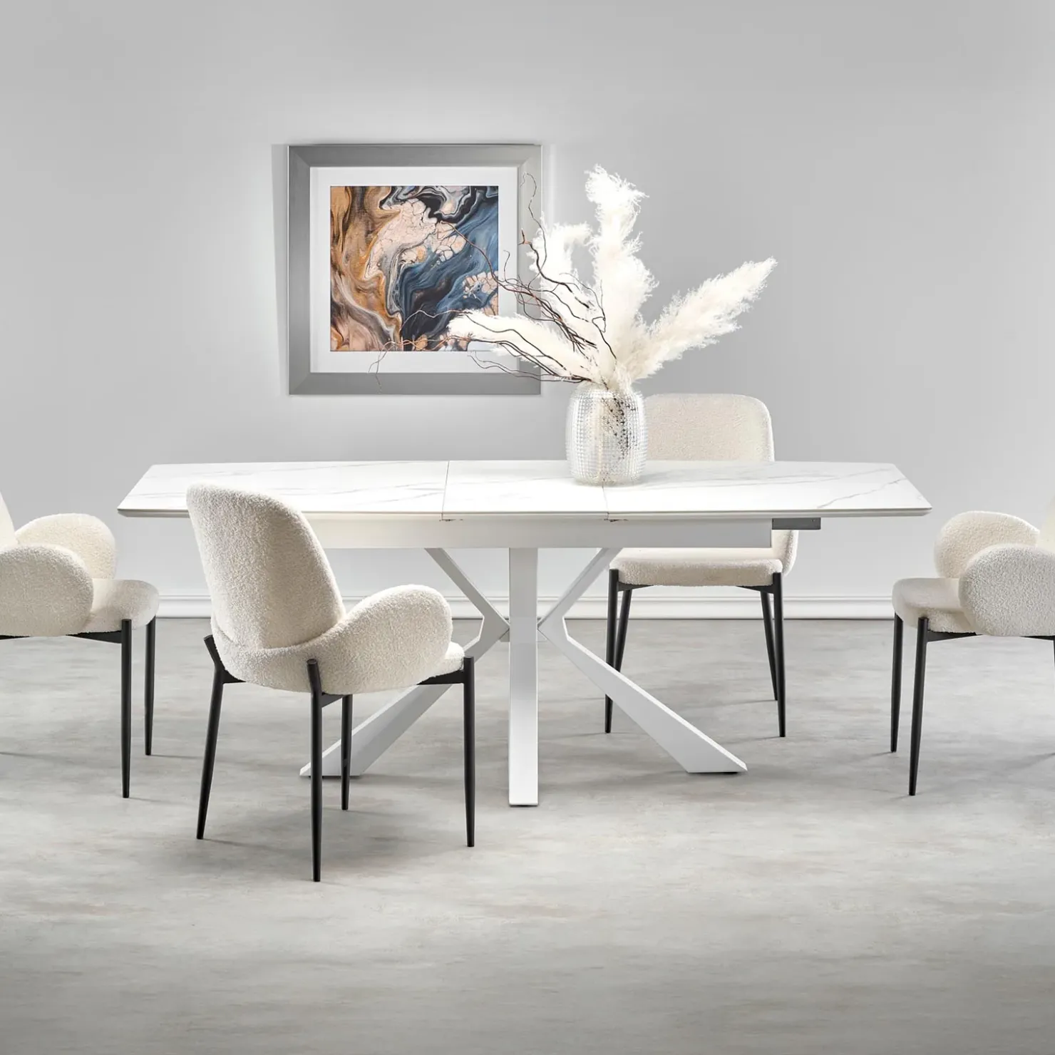 Garnero Arredamenti Tavolo allungabile 160/200cm moderno effetto marmo bianco Lucinda Best