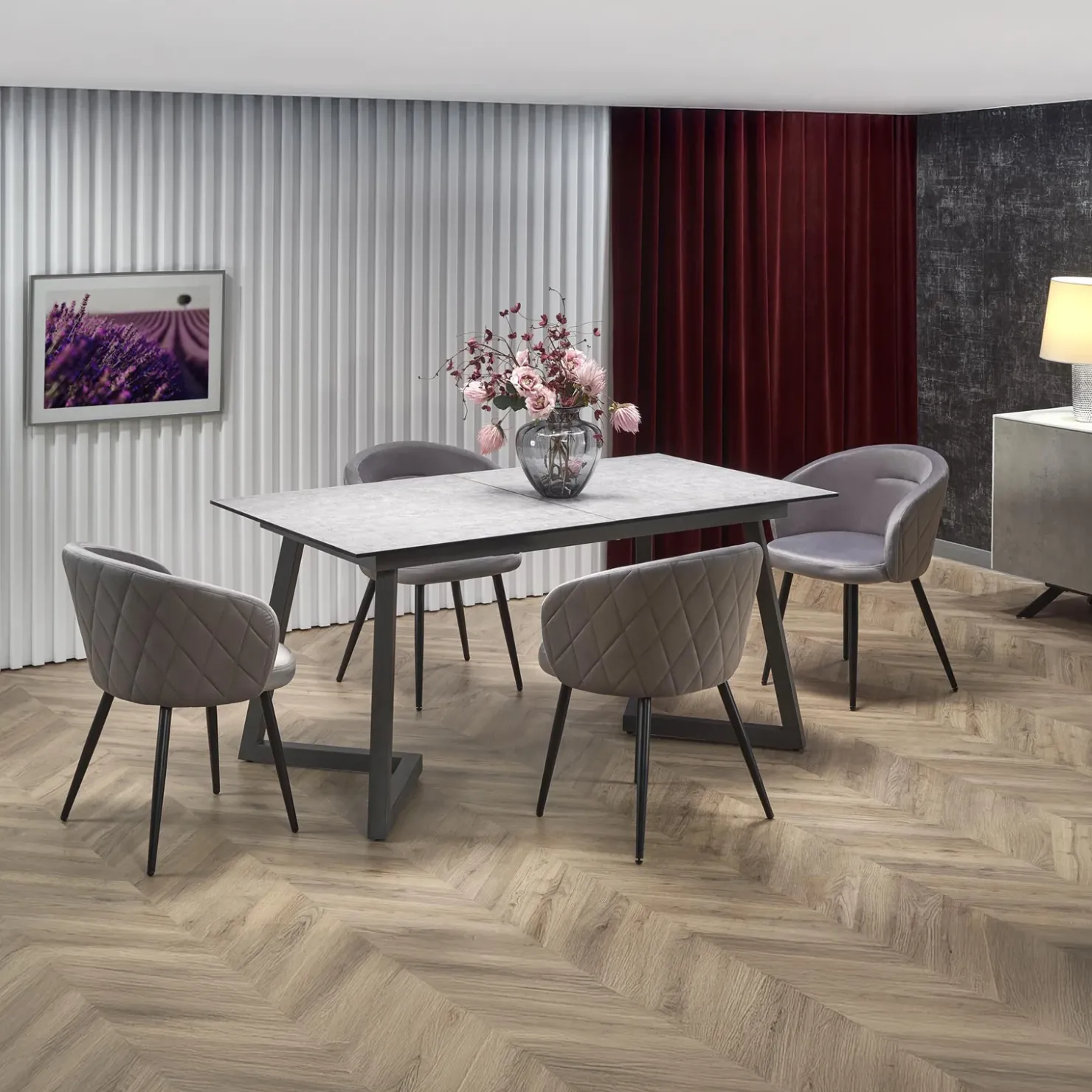 Garnero Arredamenti Tavolo allungabile 160/210cm moderno vetro acciaio grigio Jennifer Sale