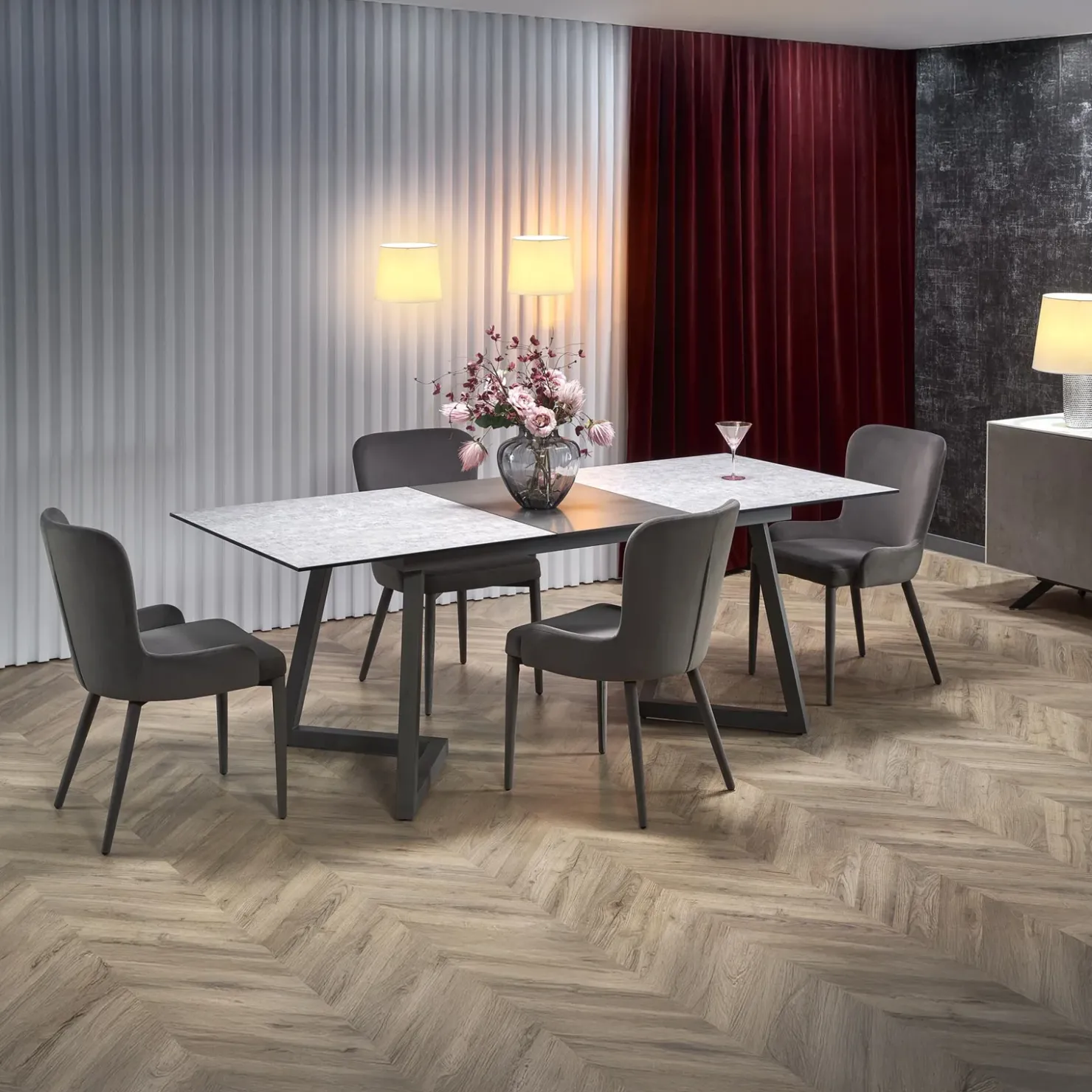 Garnero Arredamenti Tavolo allungabile 160/210cm moderno vetro acciaio grigio Jennifer Sale