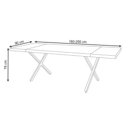 Garnero Arredamenti Tavolo allungabile 160/250cm moderno rovere nodato acciaio nero Briga Best