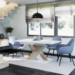 Garnero Arredamenti Tavolo allungabile 140/180cm rettangolare bianco lucido rovere Ivonne Rovere - Bianco Lucido Discount