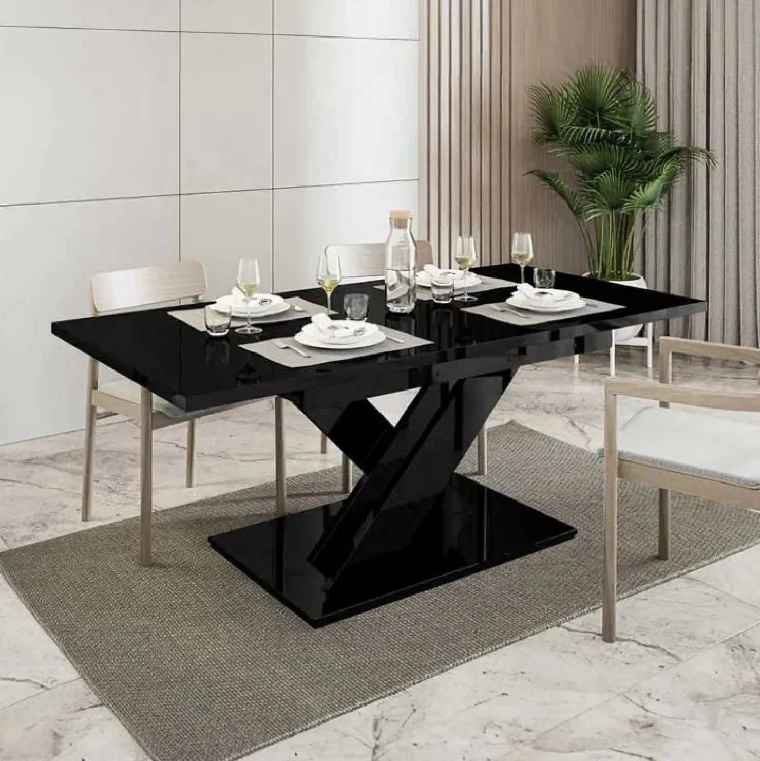 Garnero Arredamenti Tavolo allungabile 140/180cm rettangolare Ivonne Nero Lucido Outlet