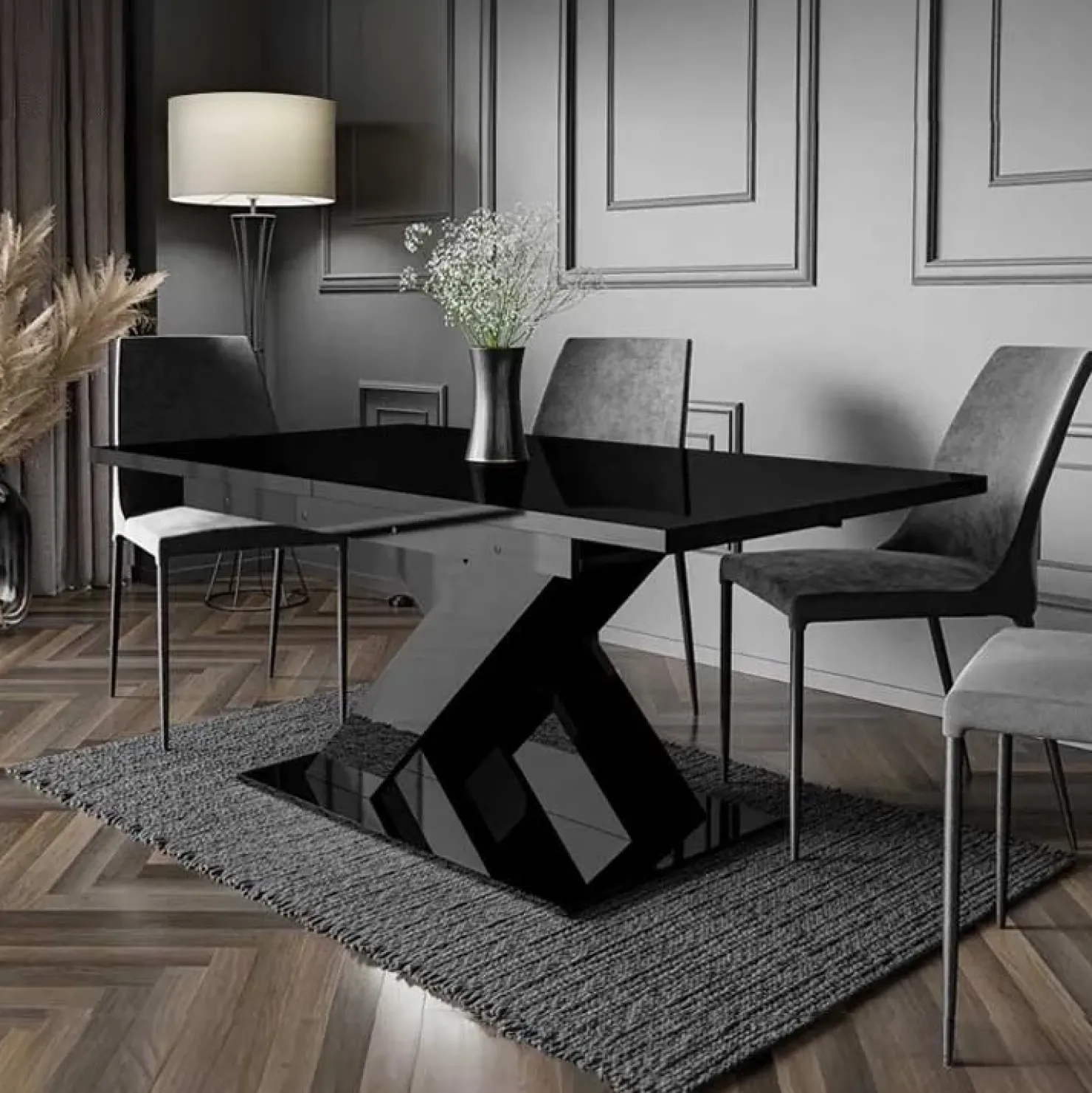 Garnero Arredamenti Tavolo allungabile 140/180cm rettangolare Ivonne Nero Lucido Outlet