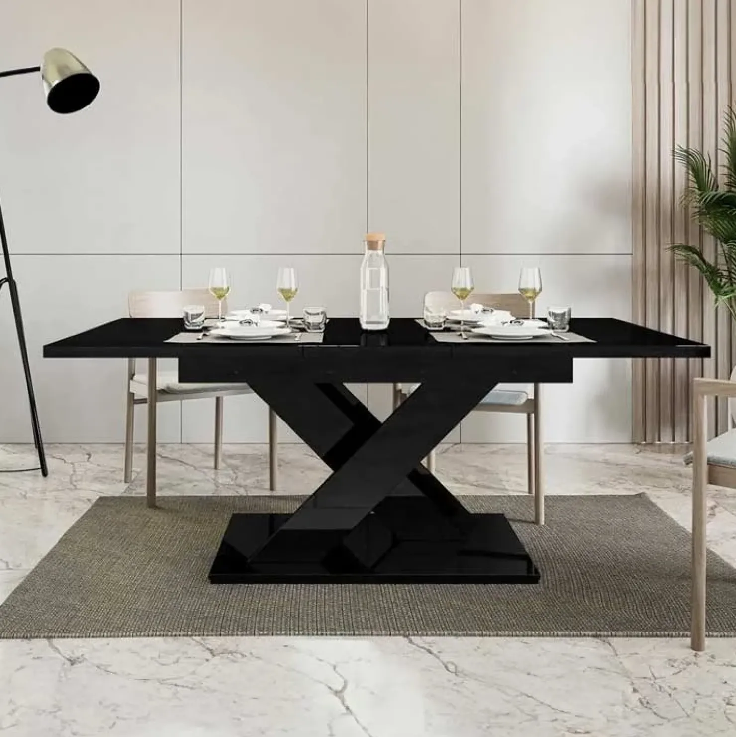 Garnero Arredamenti Tavolo allungabile 140/180cm rettangolare Ivonne Nero Lucido Outlet