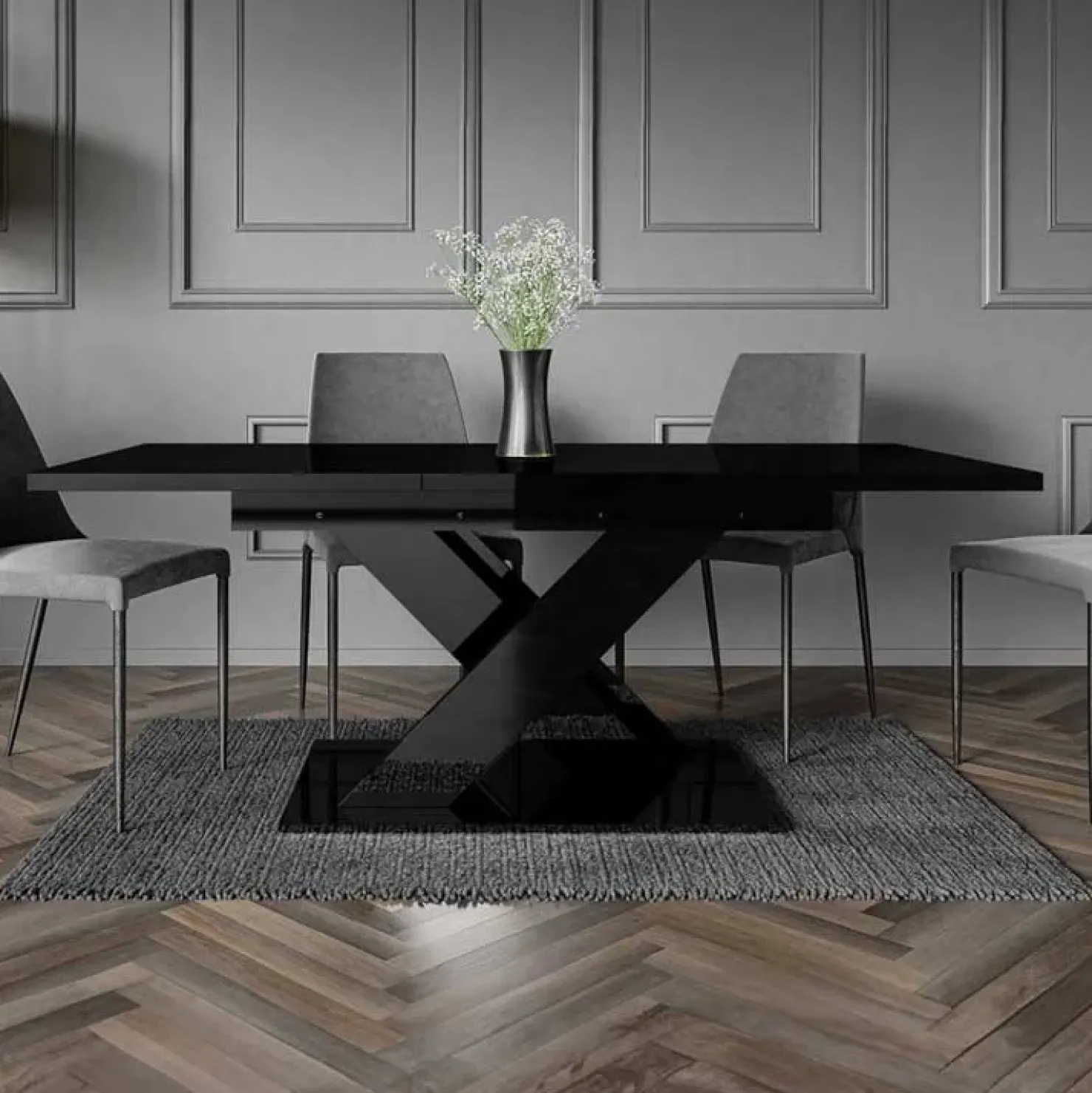 Garnero Arredamenti Tavolo allungabile 140/180cm rettangolare Ivonne Nero Lucido Outlet