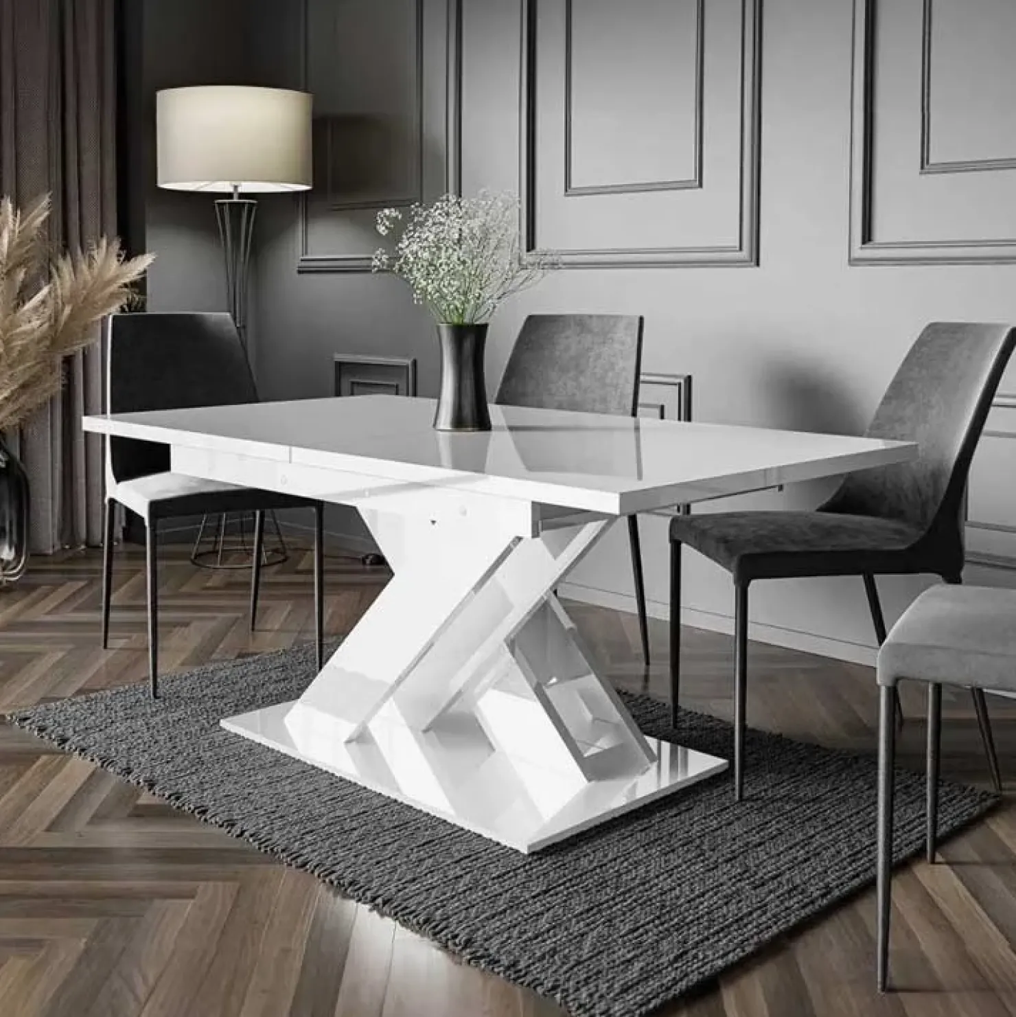 Garnero Arredamenti Tavolo allungabile 140/180cm rettangolare Ivonne Bianco Lucido Discount