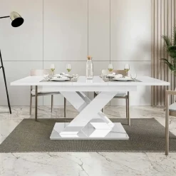 Garnero Arredamenti Tavolo allungabile 140/180cm rettangolare Ivonne Bianco Lucido Discount