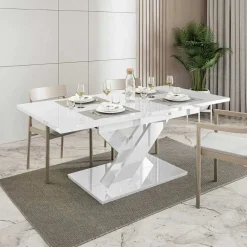 Garnero Arredamenti Tavolo allungabile 140/180cm rettangolare Ivonne Bianco Lucido Discount