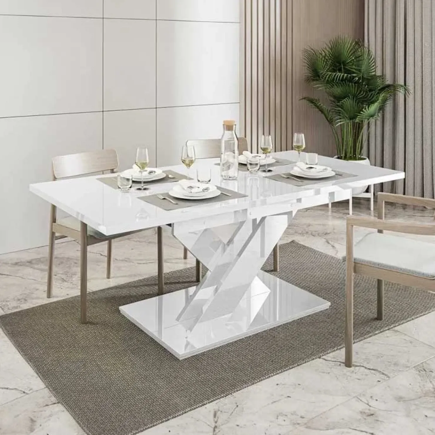 Garnero Arredamenti Tavolo allungabile 140/180cm rettangolare Ivonne Bianco Lucido Discount