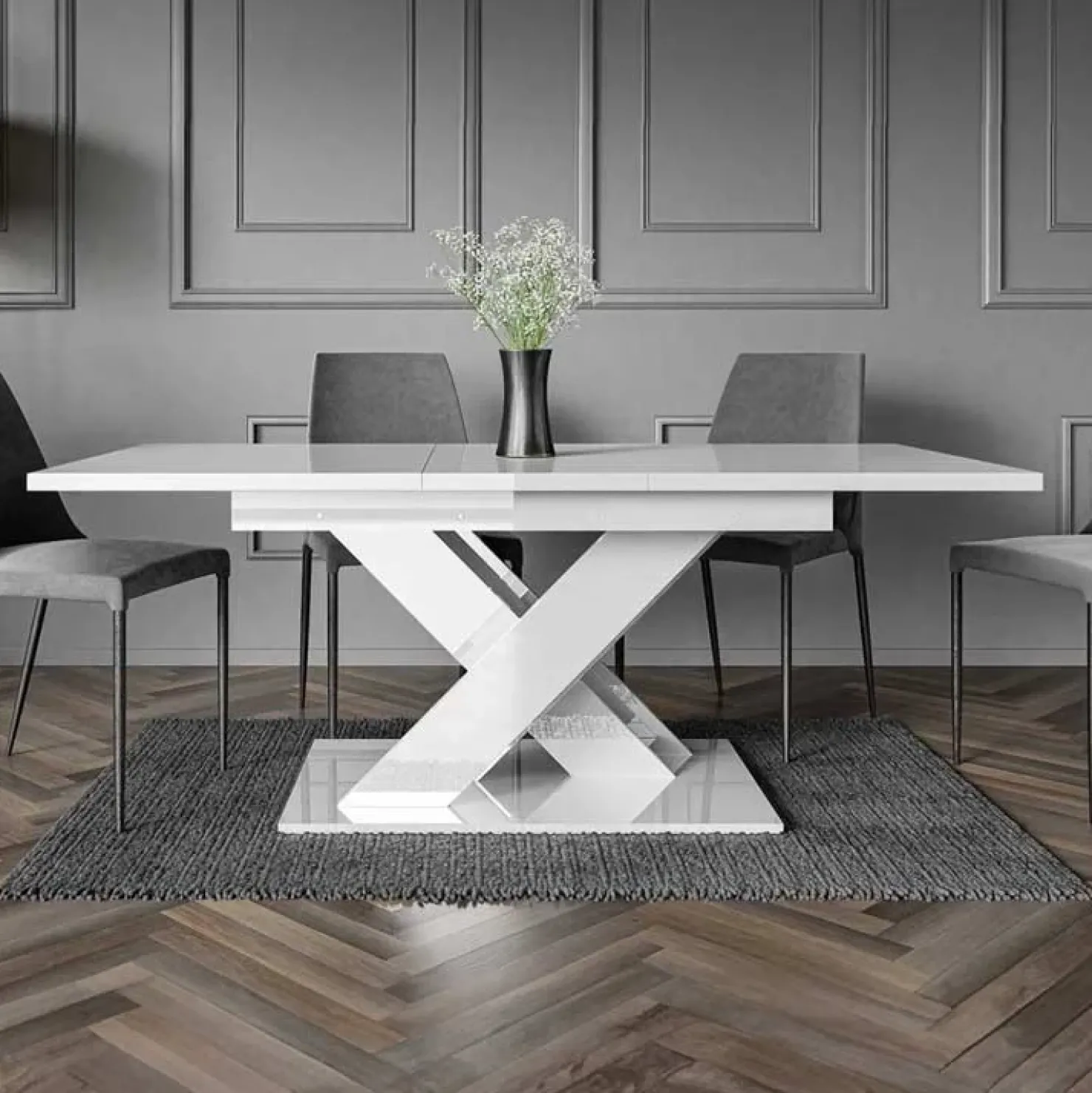 Garnero Arredamenti Tavolo allungabile 140/180cm rettangolare Ivonne Bianco Lucido Discount