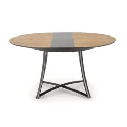 Garnero Arredamenti Tavolo allungabile 118/148cm rotondo rovere antracite nero Ortensia Gihome® Discount