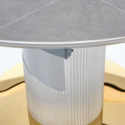 Garnero Arredamenti Tavolo allungabile 120/160cm rotondo marmo grigio oro Ticino Outlet