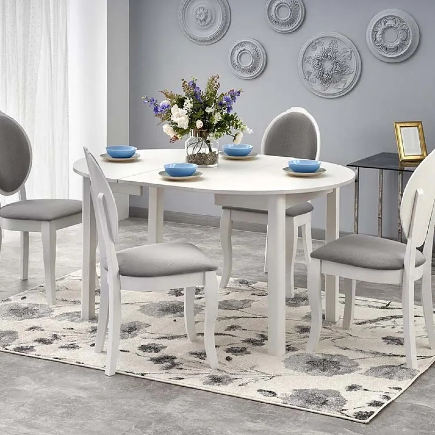 Garnero Arredamenti Tavolo allungabile 102/142cm rotondo da pranzo moderno bianco Lucci Bianco Opaco Sale