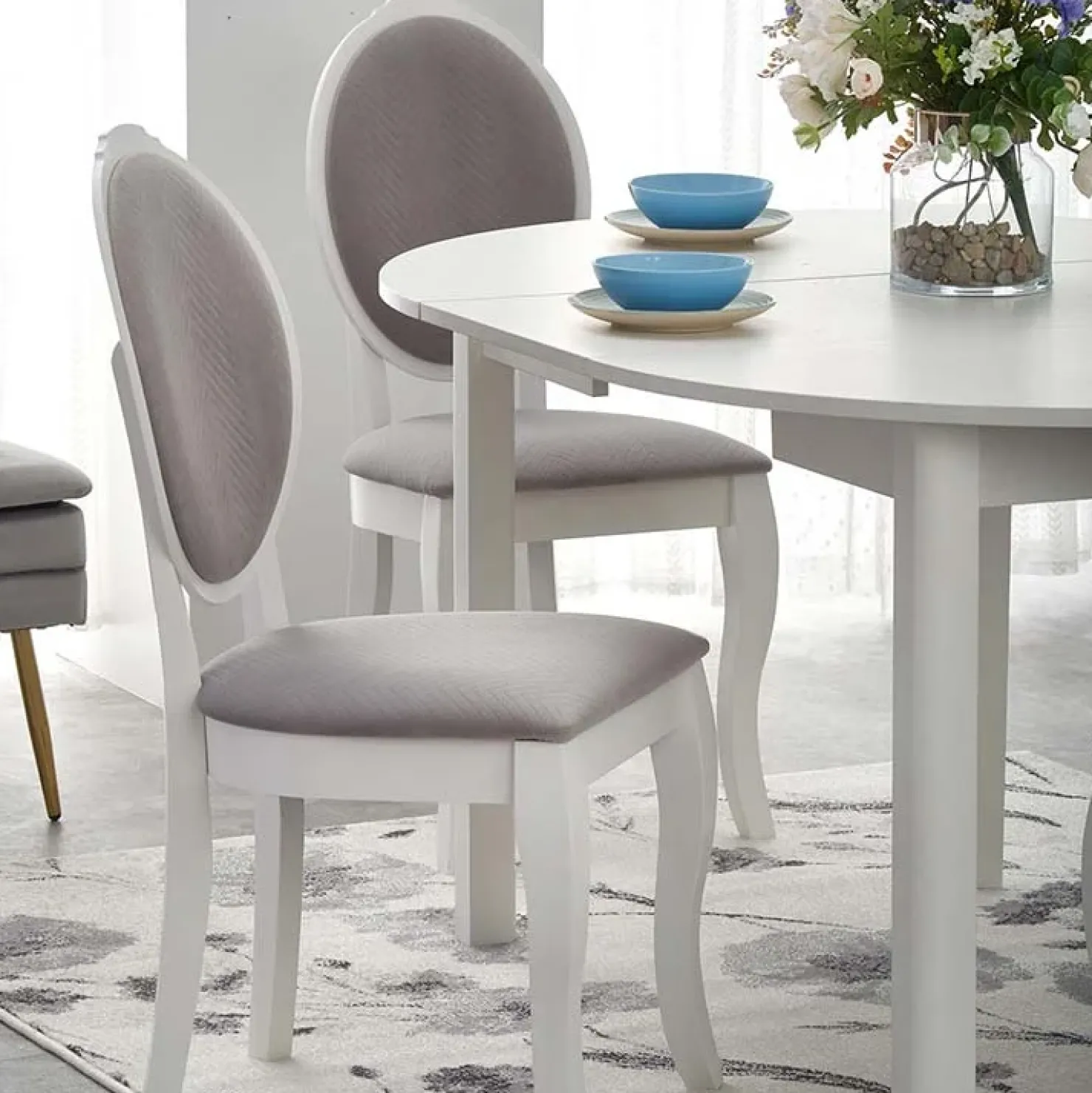 Garnero Arredamenti Tavolo allungabile 102/142cm rotondo da pranzo moderno bianco Lucci Bianco Opaco Sale