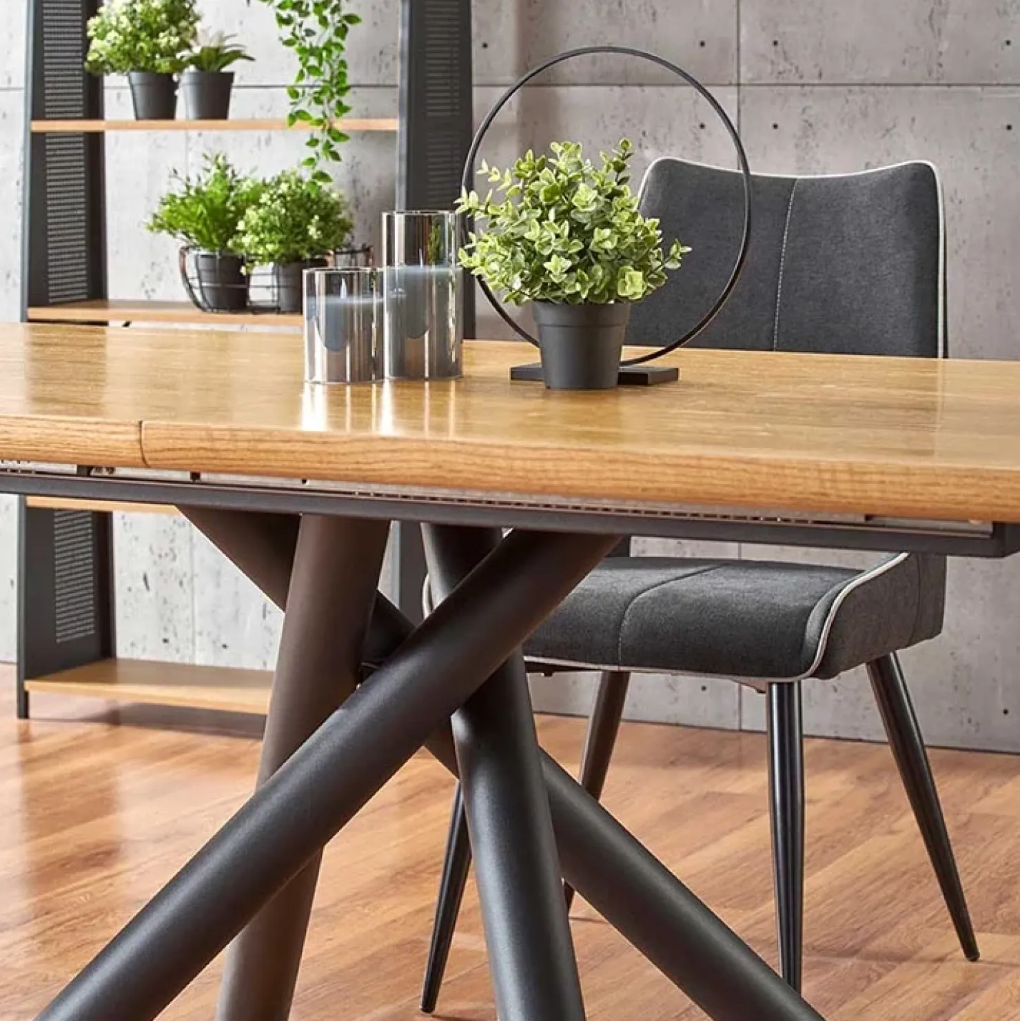 Garnero Arredamenti Tavolo allungabile 160/200cm rovere naturale nero Zugo New