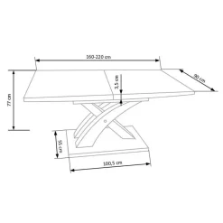 Garnero Arredamenti Tavolo allungabile 160/220cm rovere acciaio Iride Gihome® Rovere Rustico - Grigio Sale