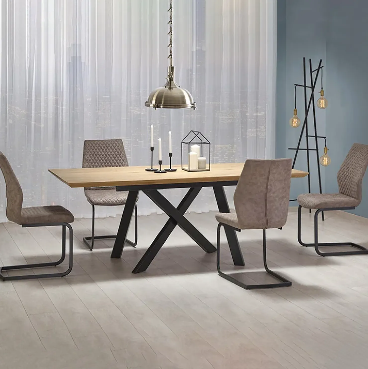 Garnero Arredamenti Tavolo allungabile 160/200cm rovere naturale acciaio nero Cornet Sale