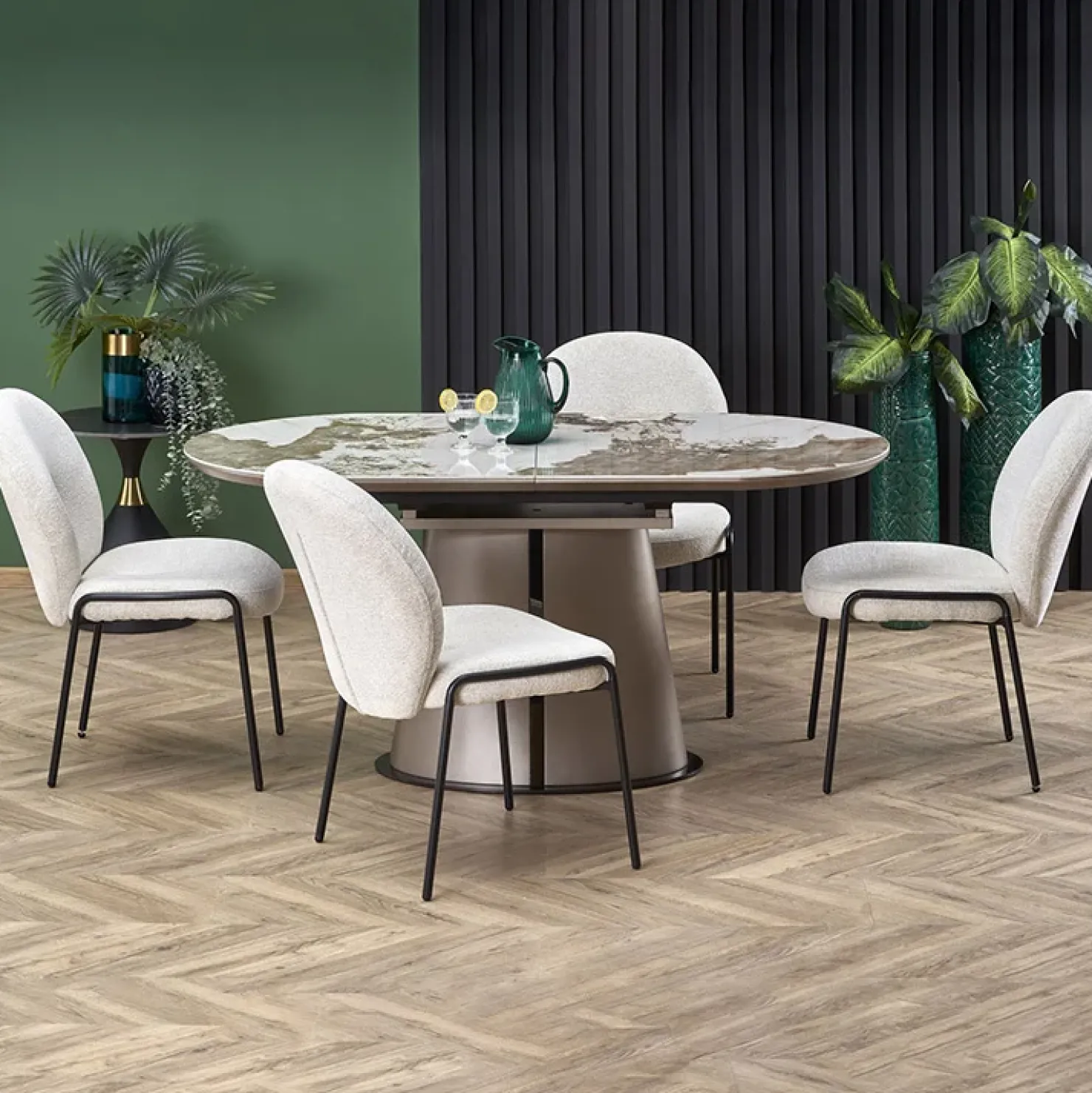 Garnero Arredamenti Tavolo allungabile da pranzo 160/200cm marmo bianco beige Iolanda Best