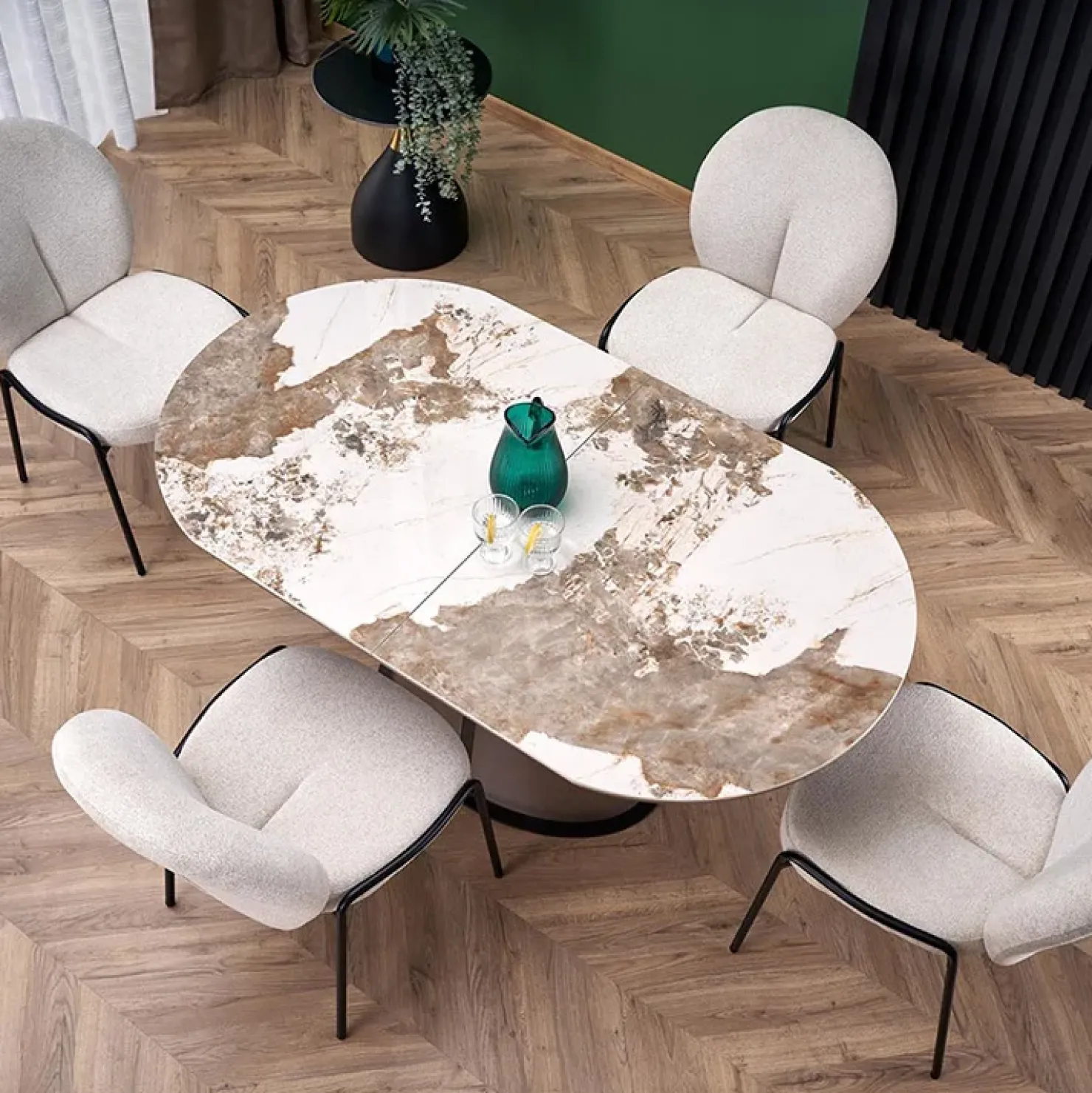 Garnero Arredamenti Tavolo allungabile da pranzo 160/200cm marmo bianco beige Iolanda Best