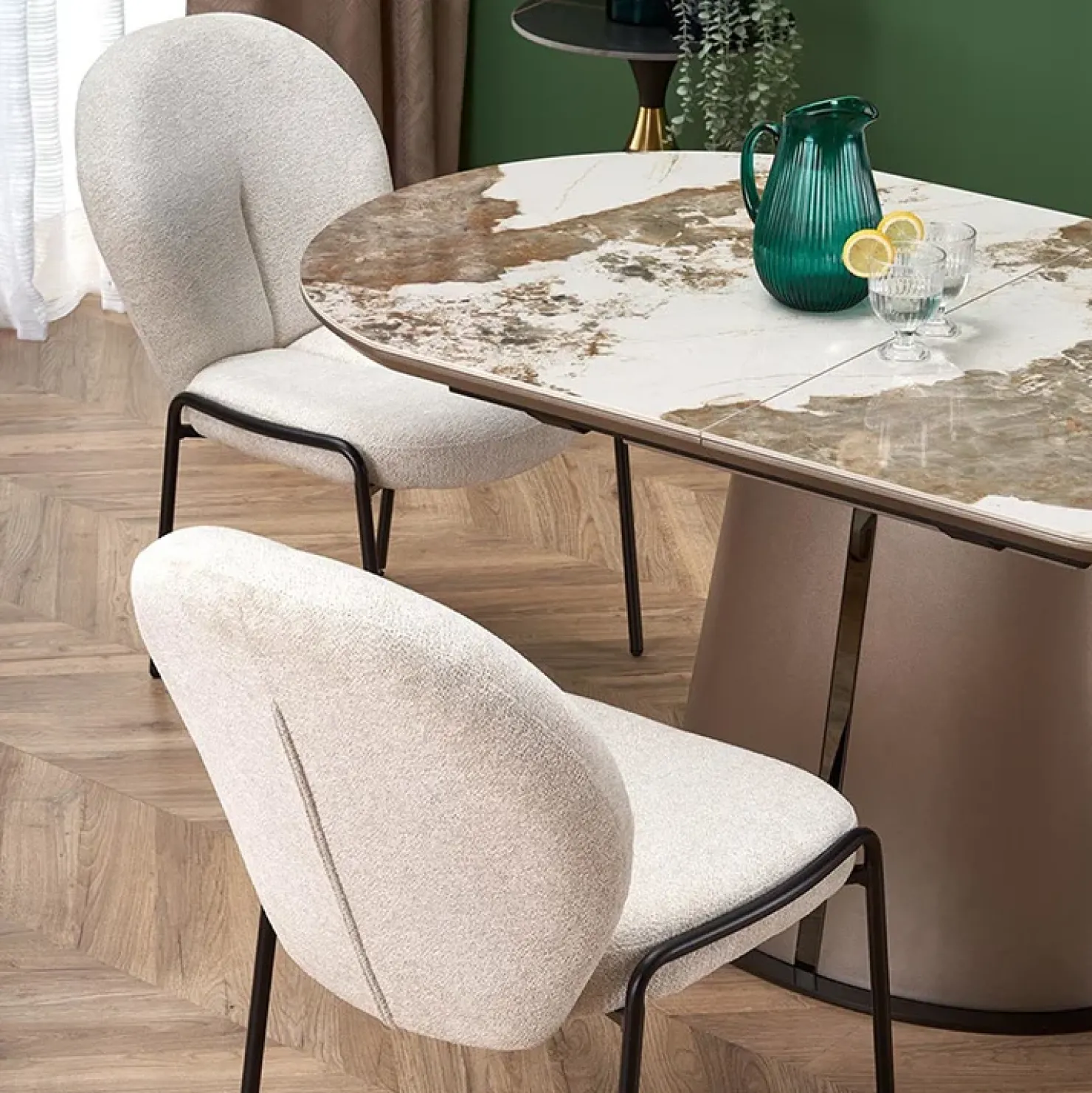 Garnero Arredamenti Tavolo allungabile da pranzo 160/200cm marmo bianco beige Iolanda Best