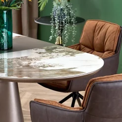 Garnero Arredamenti Tavolo allungabile da pranzo 160/200cm marmo bianco beige Iolanda Best