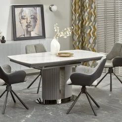 Garnero Arredamenti Tavolo allungabile da pranzo 160/220cm bianco grigio chiaro Ignazio Online