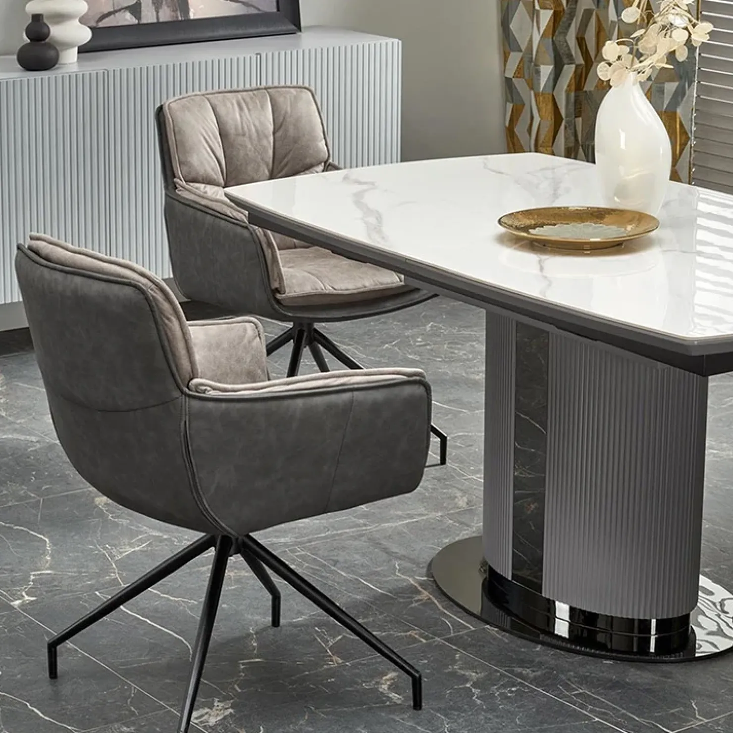 Garnero Arredamenti Tavolo allungabile da pranzo 160/220cm bianco grigio chiaro Ignazio Online