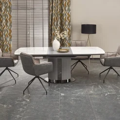 Garnero Arredamenti Tavolo allungabile da pranzo 160/220cm bianco grigio chiaro Ignazio Online