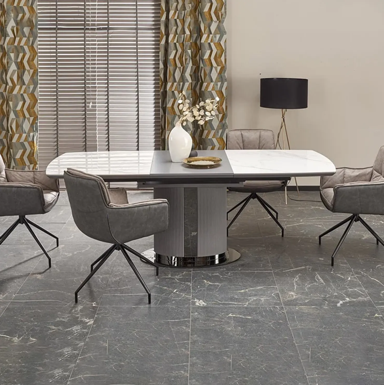 Garnero Arredamenti Tavolo allungabile da pranzo 160/220cm bianco grigio chiaro Ignazio Online