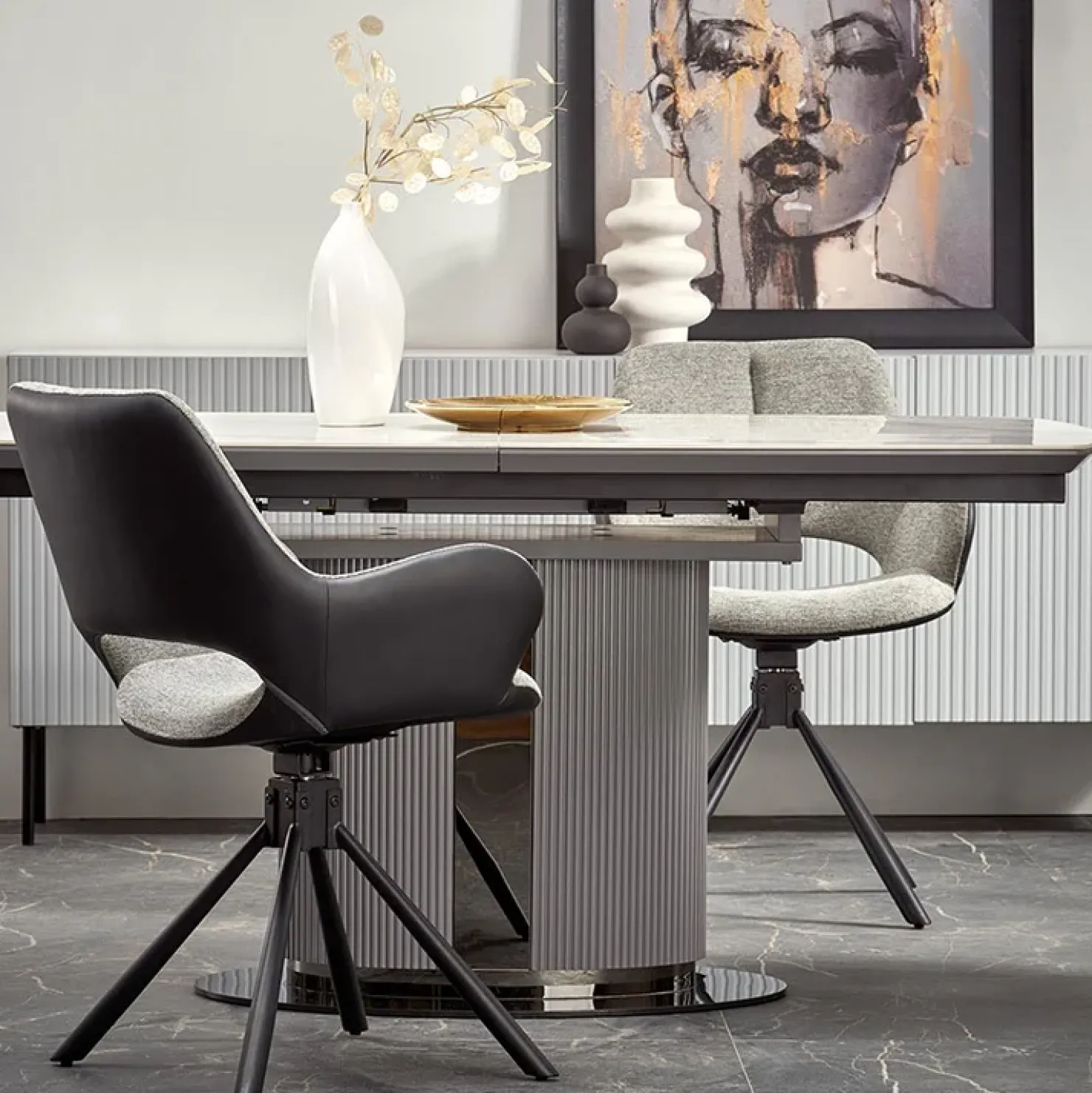 Garnero Arredamenti Tavolo allungabile da pranzo 160/220cm bianco grigio chiaro Ignazio Online