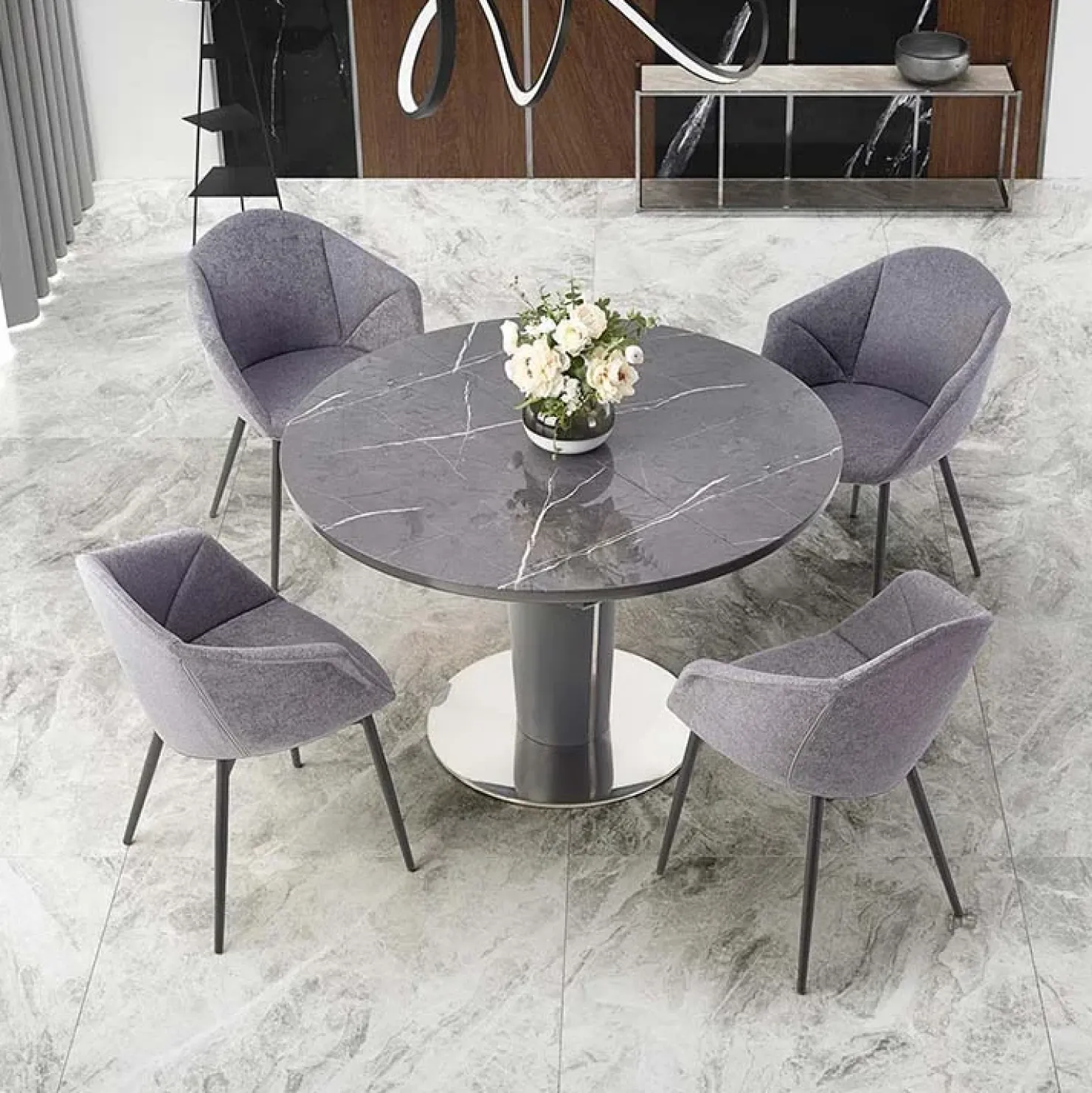 Garnero Arredamenti Tavolo allungabile moderno 120/160cm marmo grigio Donald Discount