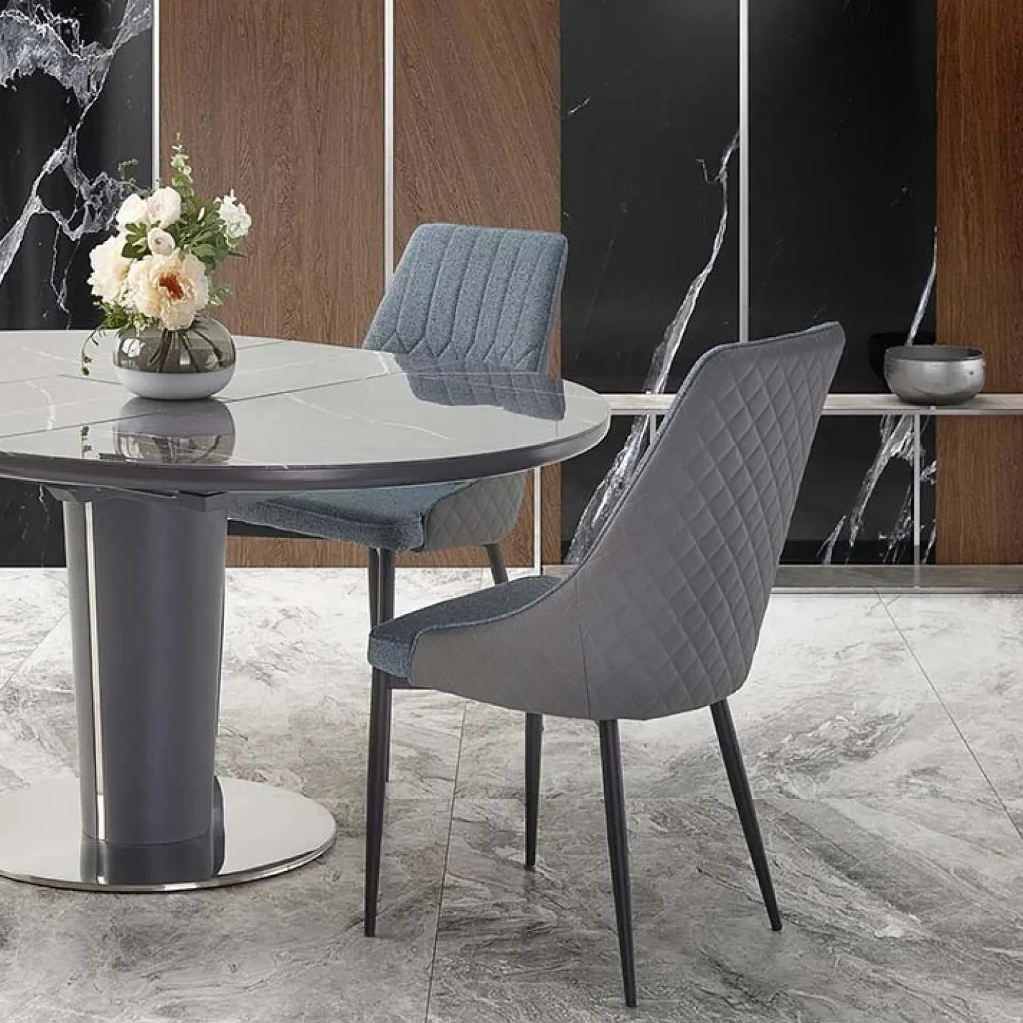 Garnero Arredamenti Tavolo allungabile moderno 120/160cm marmo grigio Donald Discount