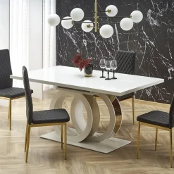 Garnero Arredamenti Tavolo allungabile moderno 160/200cm bianco oro Malvasia Sale