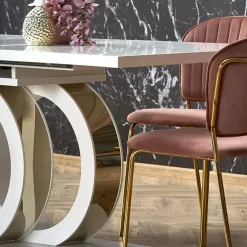 Garnero Arredamenti Tavolo allungabile moderno 160/200cm bianco oro Malvasia Sale