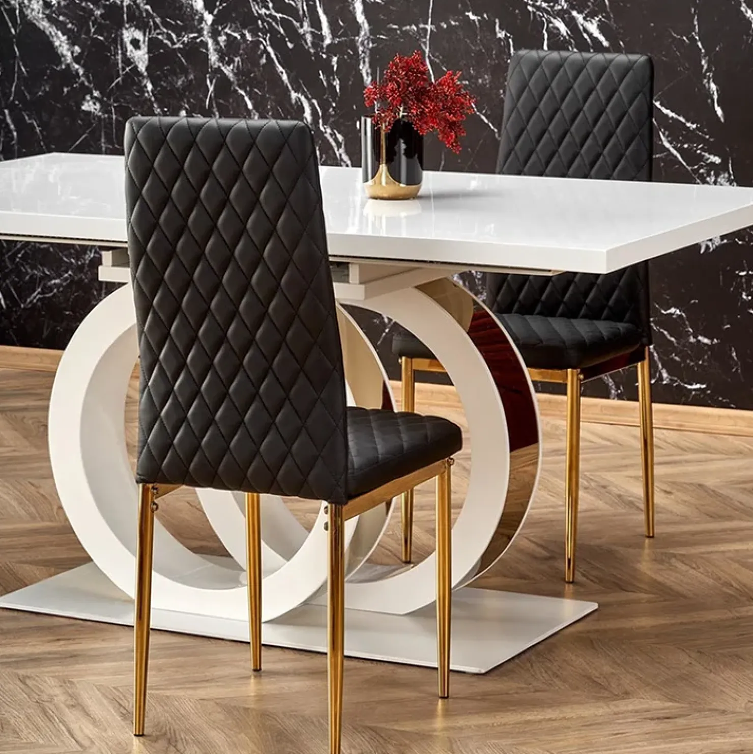 Garnero Arredamenti Tavolo allungabile moderno 160/200cm bianco oro Malvasia Sale