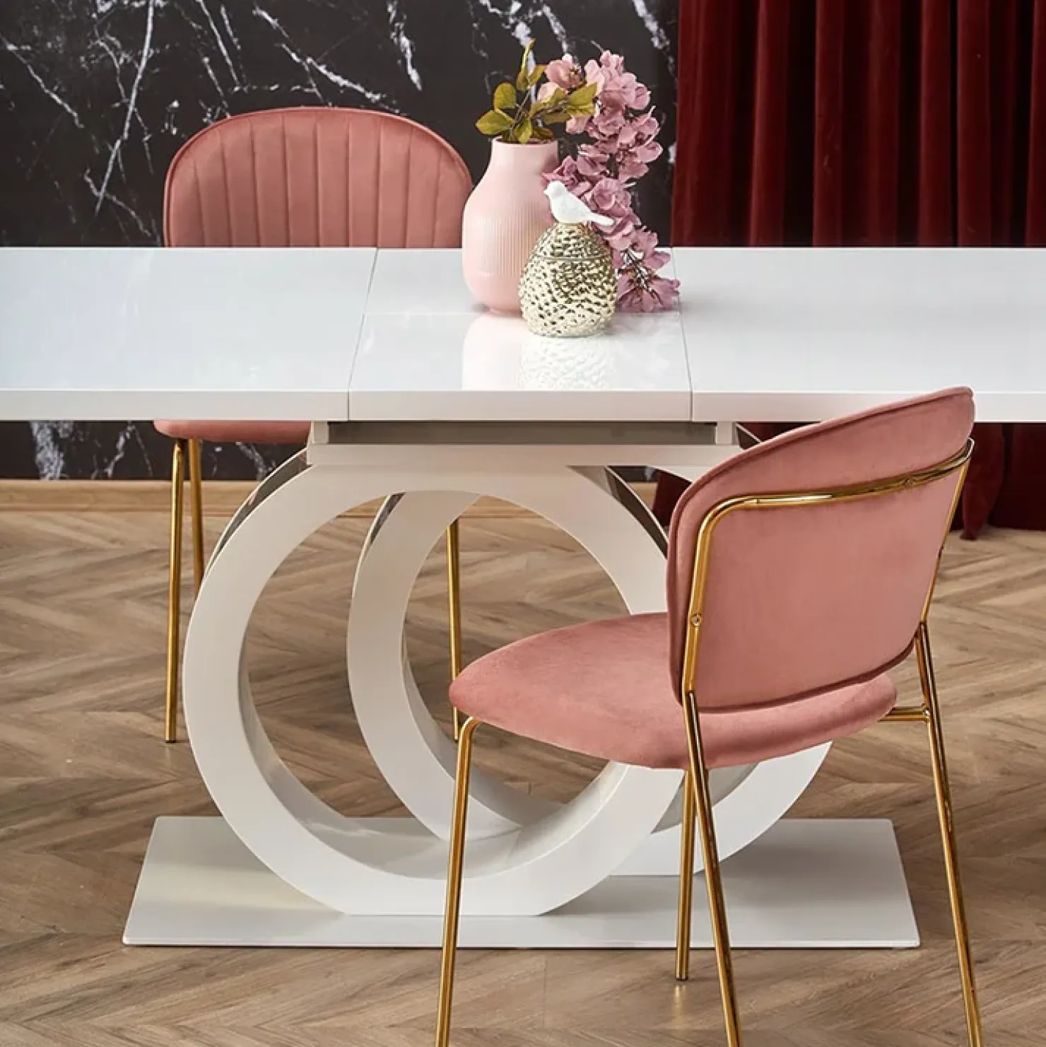 Garnero Arredamenti Tavolo allungabile moderno 160/200cm bianco oro Malvasia Sale