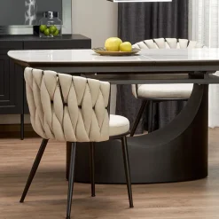 Garnero Arredamenti Tavolo allungabile moderno 160/220cm marmo bianco nero Isaia