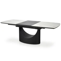 Garnero Arredamenti Tavolo allungabile moderno 160/220cm marmo bianco nero Isaia