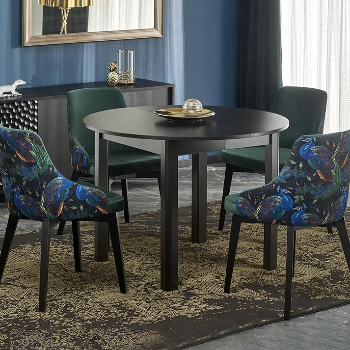 Garnero Arredamenti Tavolo allungabile rotondo 102/142cm moderno nero Caienna Online