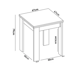 Garnero Arredamenti Tavolo allungabile 67-134x67cm legno naturale Koke New