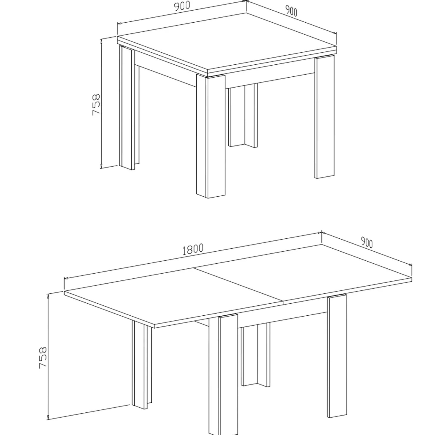 Garnero Arredamenti Tavolo allungabile 90x90cm moderno a libro Calla Bianco Frassinato Discount