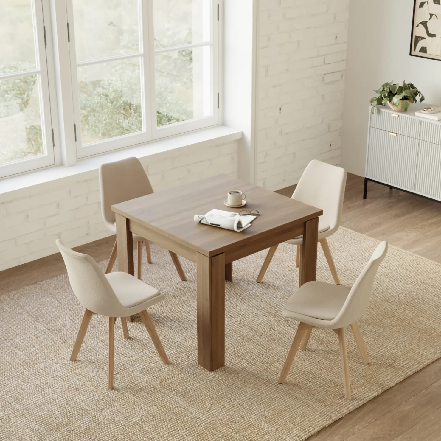 Garnero Arredamenti Tavolo allungabile 90x90cm moderno a libro Calla Noce Outlet