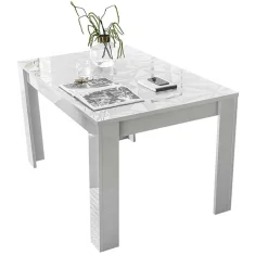 Garnero Arredamenti Tavolo 137/185cm allungabile con serigrafia Marvis Bianco Lucido