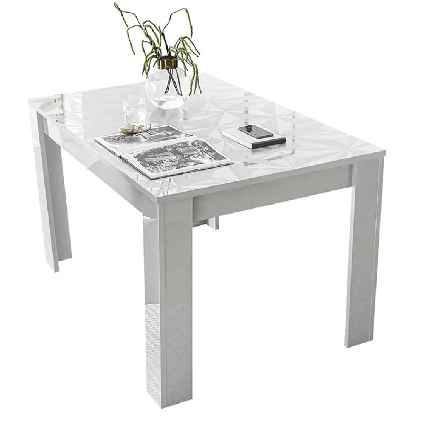 Garnero Arredamenti Tavolo 137/185cm allungabile con serigrafia Marvis Bianco Lucido